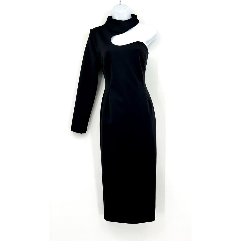 MOTHER OF ALL Women's Sydney Midi Dress Medium Black Cut Out Long Sleeve NWT