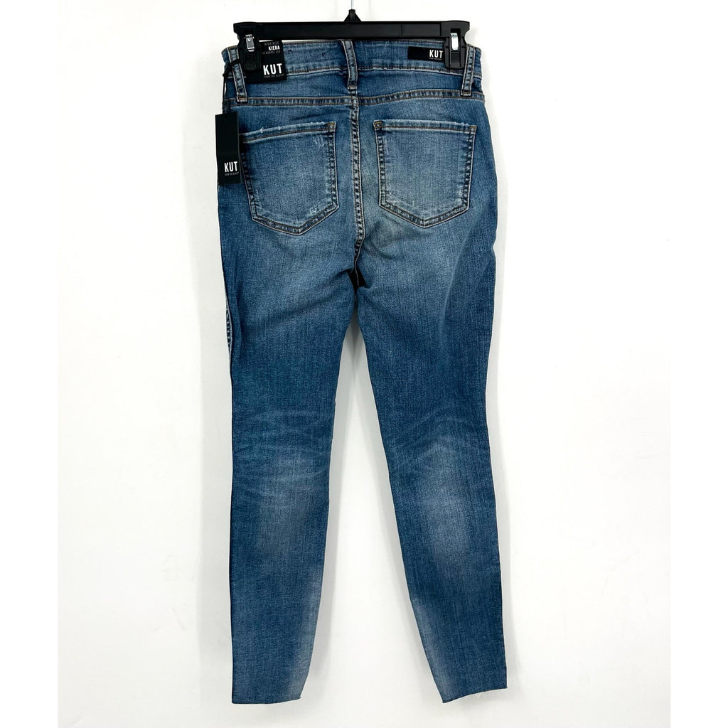 KUT FROM THE KLOTH Donna Ankle Skinny Jeans Size 0 Blue Distressed High-Rise NWT