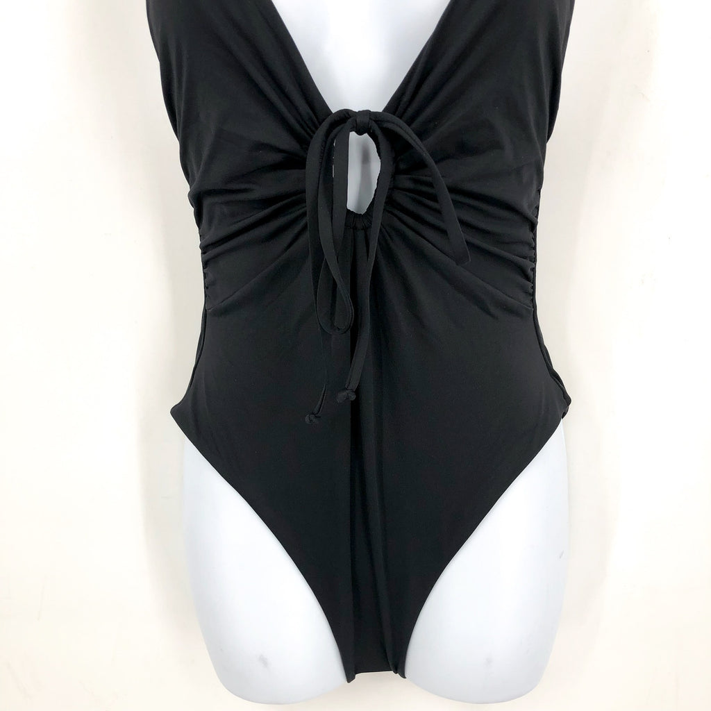 L*SPACE Women's Piper Classic One Piece Swimsuit XS Black Front Keyhole NWT