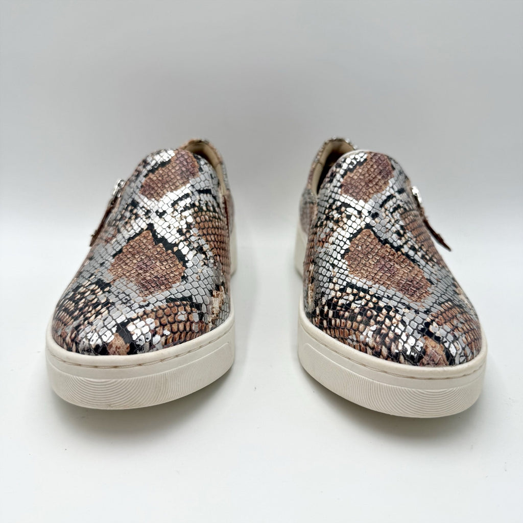 Naturalizer Womens Hawthorn Sneakers Size 7 Wide Tan Snake Leather Slip On NIB