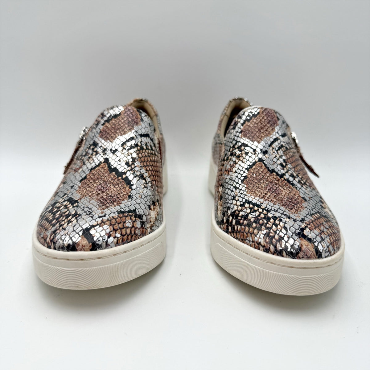 Naturalizer Womens Hawthorn Sneakers Size 7 Wide Tan Snake Leather Slip On NIB