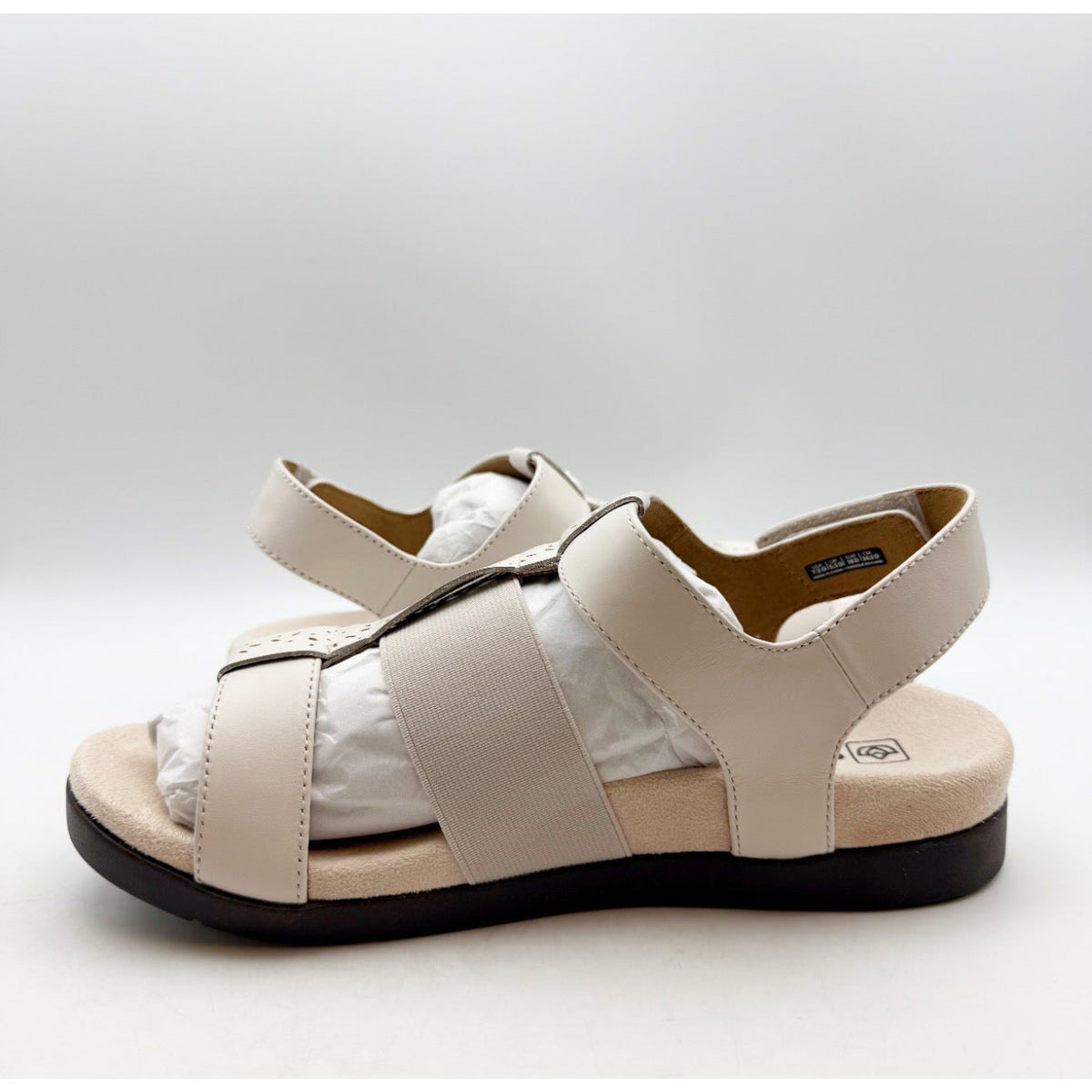 Spenco Womens Anabel Hook & Loop Sandal Size 7.5 Wide Bridal Blush Cream NIB
