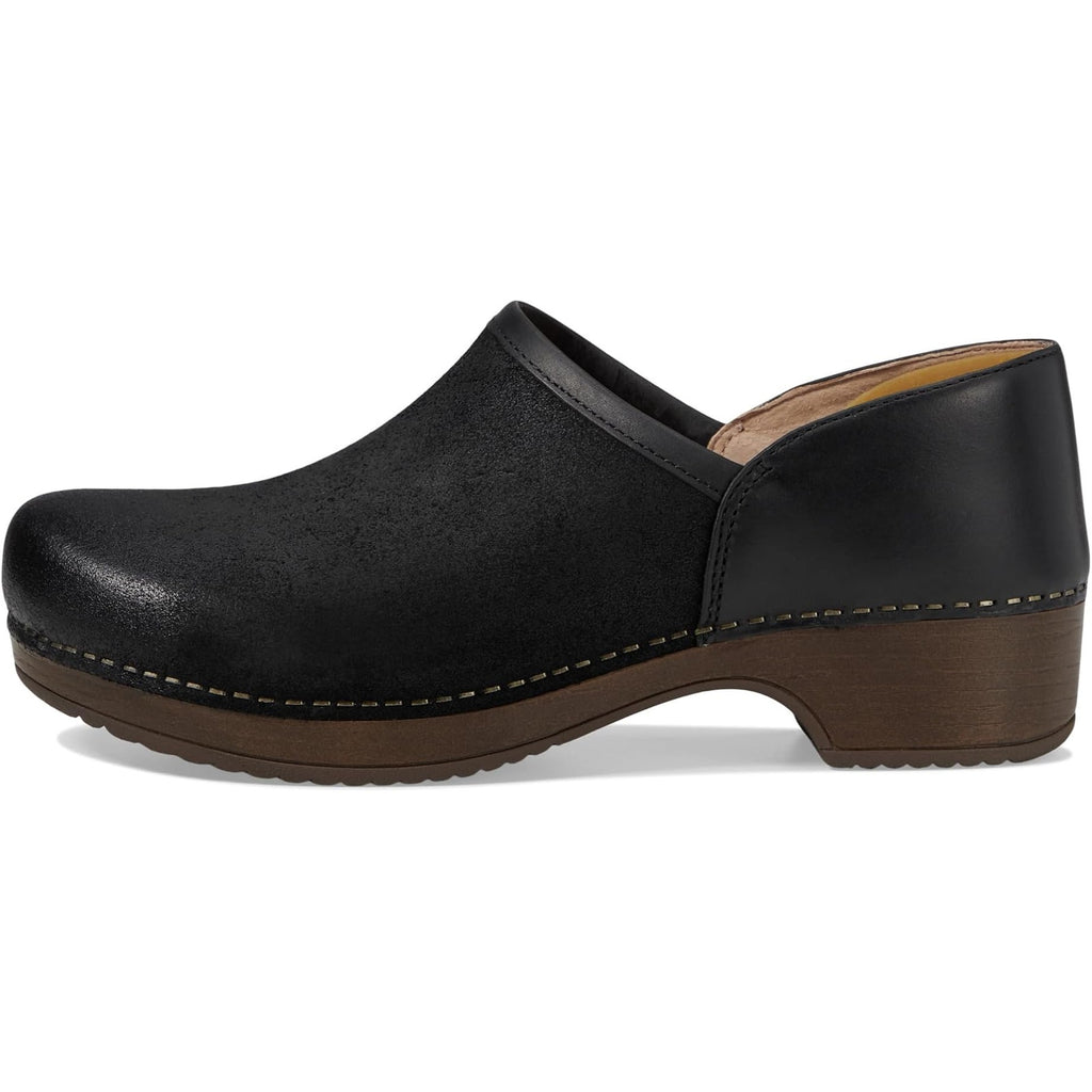 Dansko Womens Brenna Clogs EU 40 US 9.5 Black Burnished Suede Leather NIB