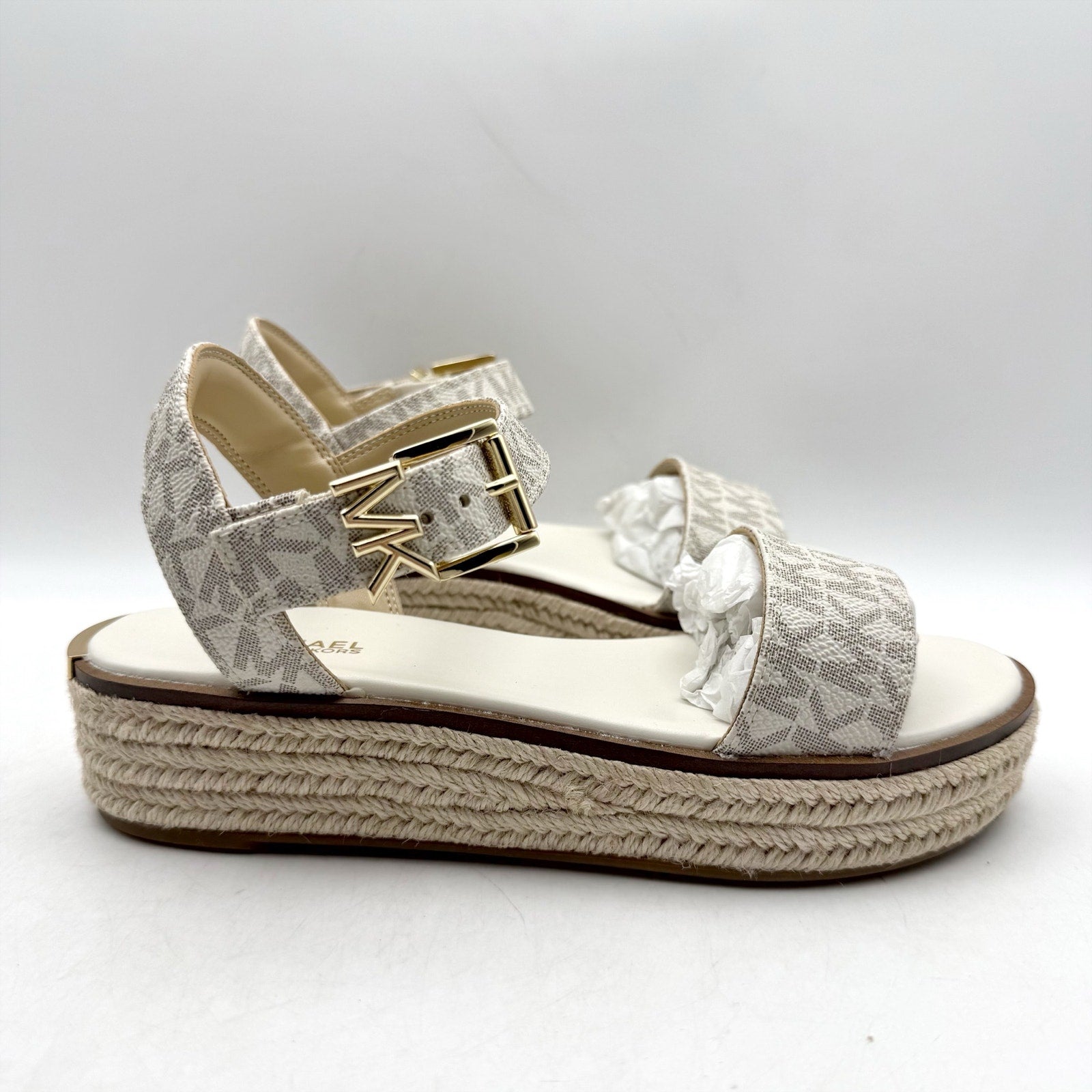 Michael Kors Womens Richie Espadrille Platform Wedge Sandals US 5.5 White NIB