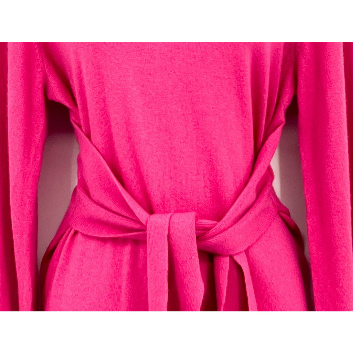 TED BAKER Essya Knit Midi Sweater Dress Small Size 1 Bright Pink Slouchy Tie NWT