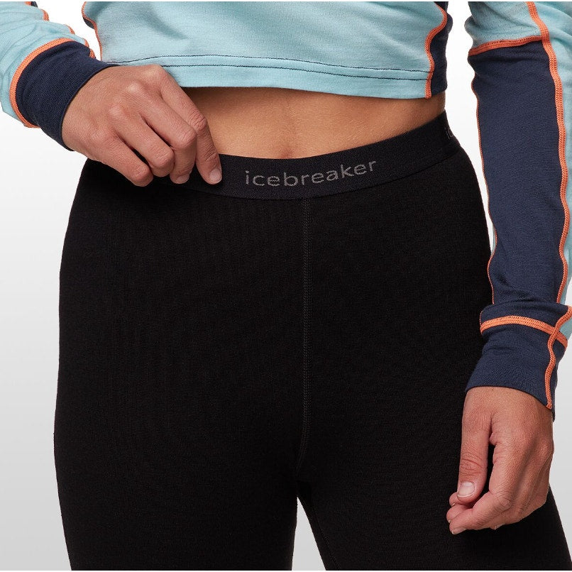 ICEBREAKER Women's Merino 260 Tech Thermal Leggings Large Black Base Layer NWT