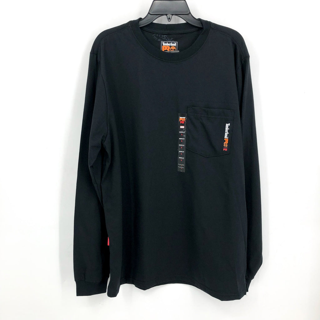 TIMBERLAND PRO Men's FR Long-Sleeve Pocket T-Shirt Large Black Cotton Core NWT