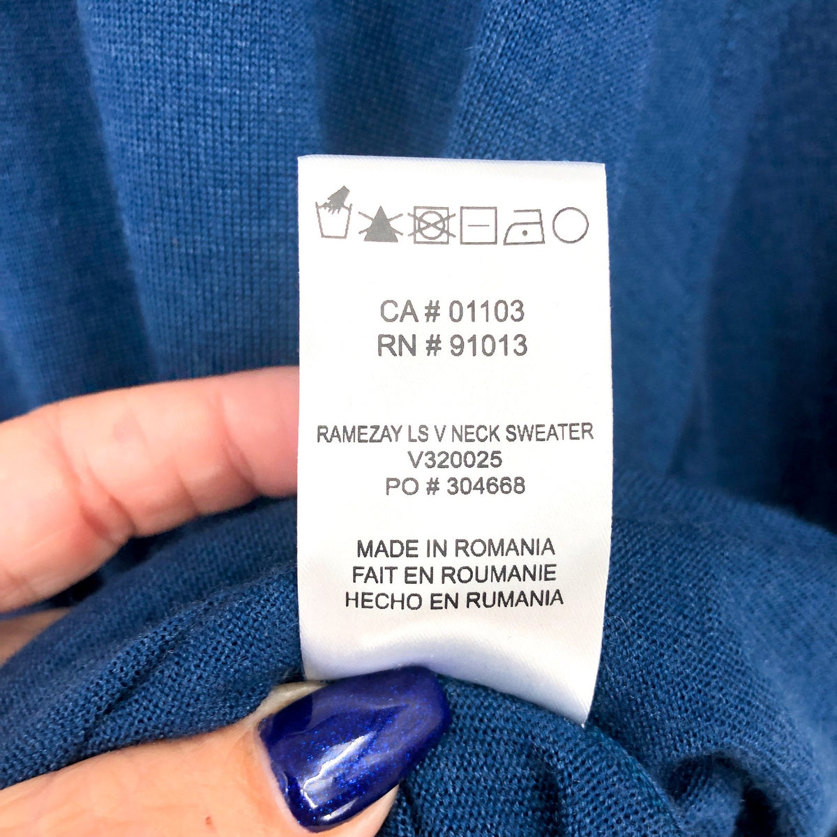 JACK VICTOR Men's Ramezay Woo V-Neck Sweater XL Blue Silk Cashmere