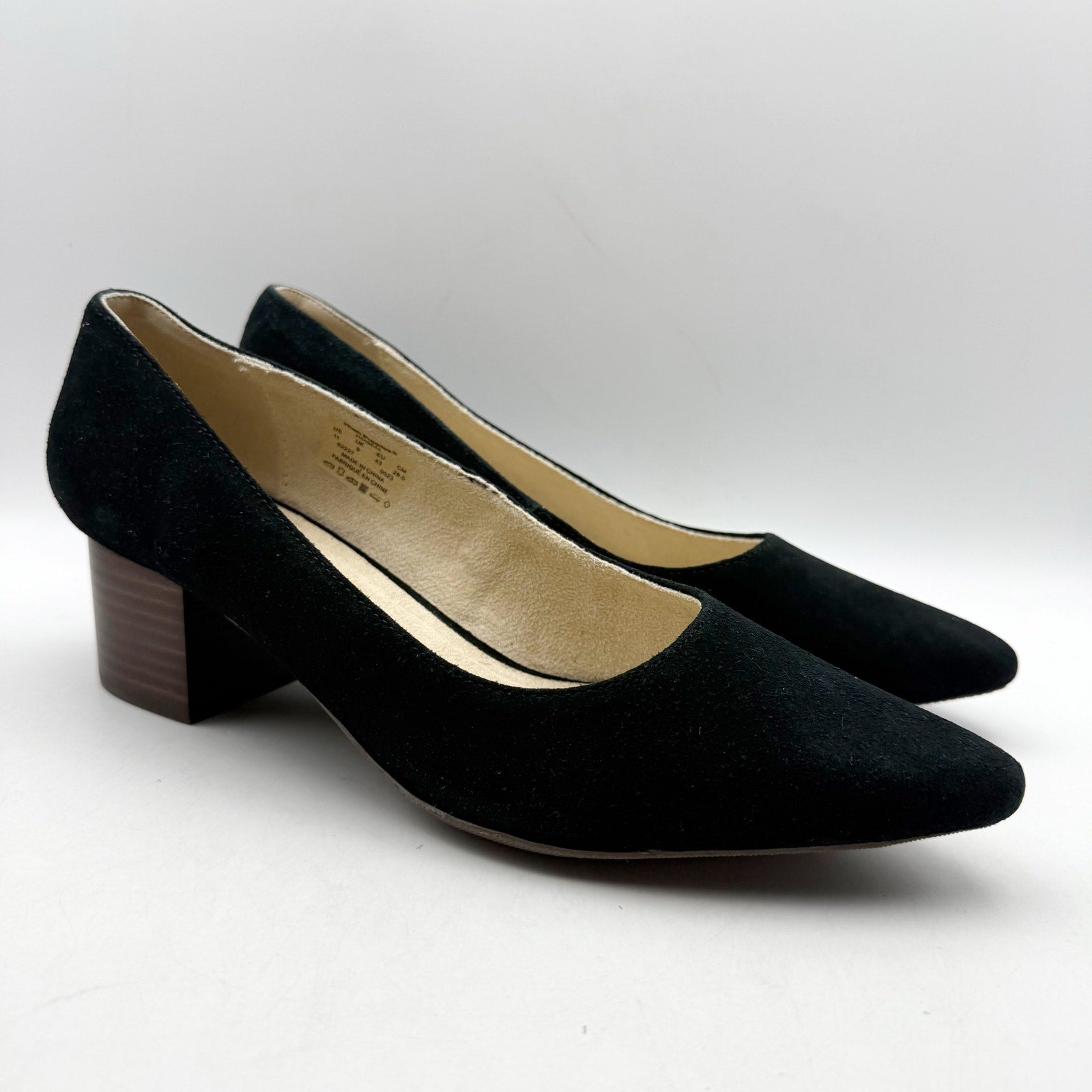 Hush Puppies Womens Sofie Pumps Size 11 EU 43 Black Nubuck Leather Slip On NWOB