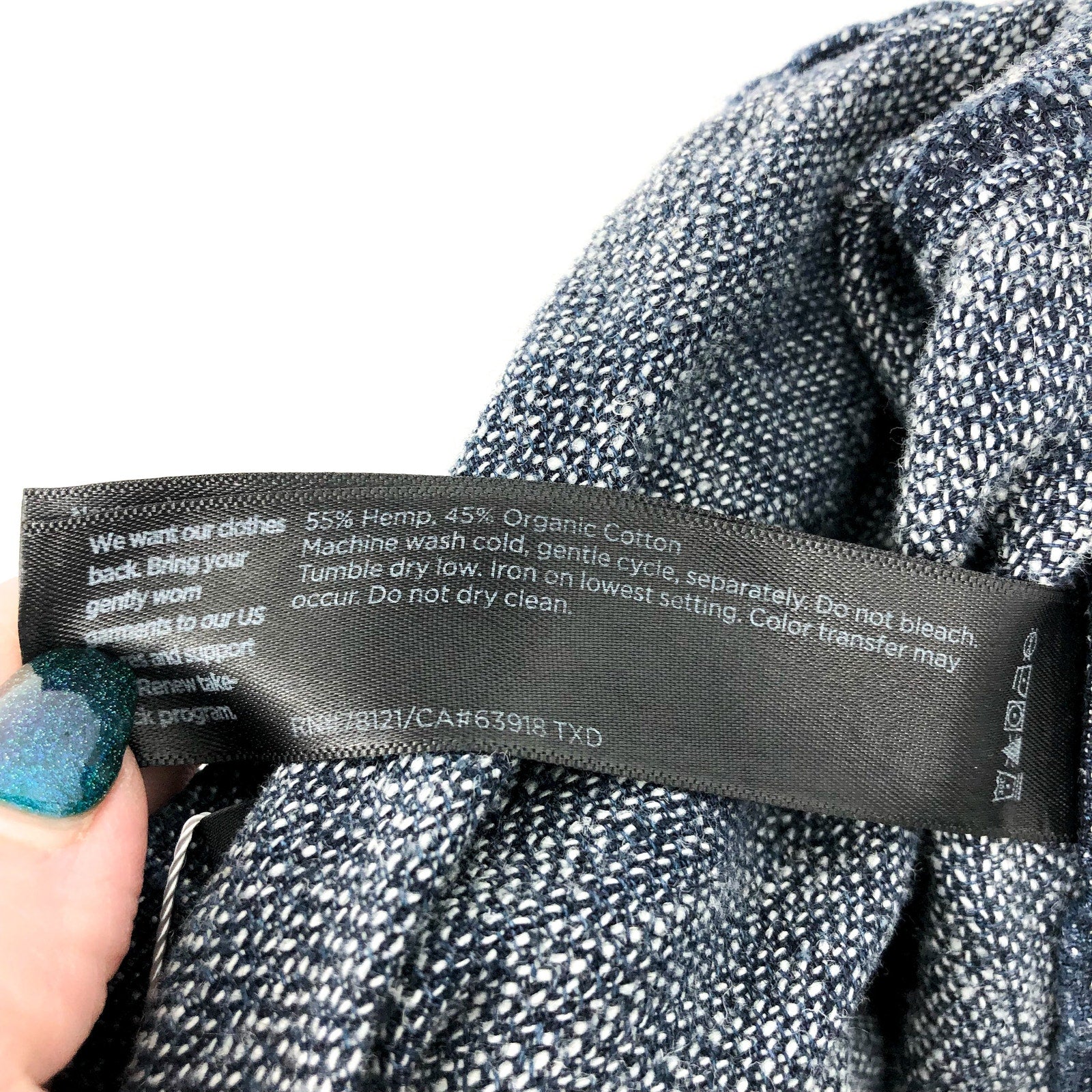 EILEEN FISHER Women's Tweedy Hemp Wide Leg Pants Small Petite Blue Denim NWT