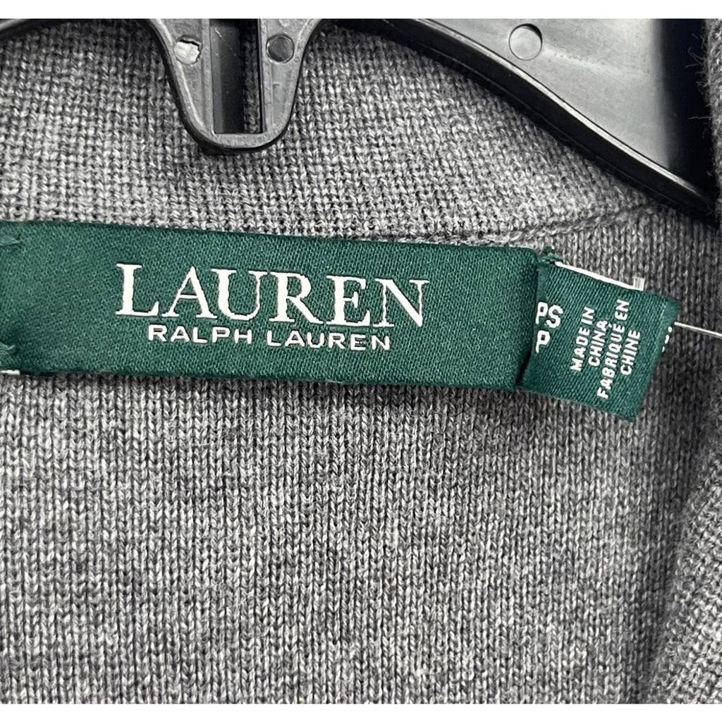 LAUREN RALPH LAUREN Womens Sweater Knit Blazer Small Petite Grey Long Sleeve NWT
