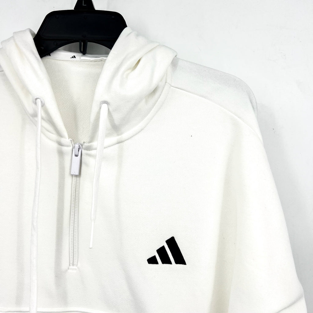 ADIDAS Essentials 3-Stripes French Terry Quarter-Zip Hoodie Medium White NWT