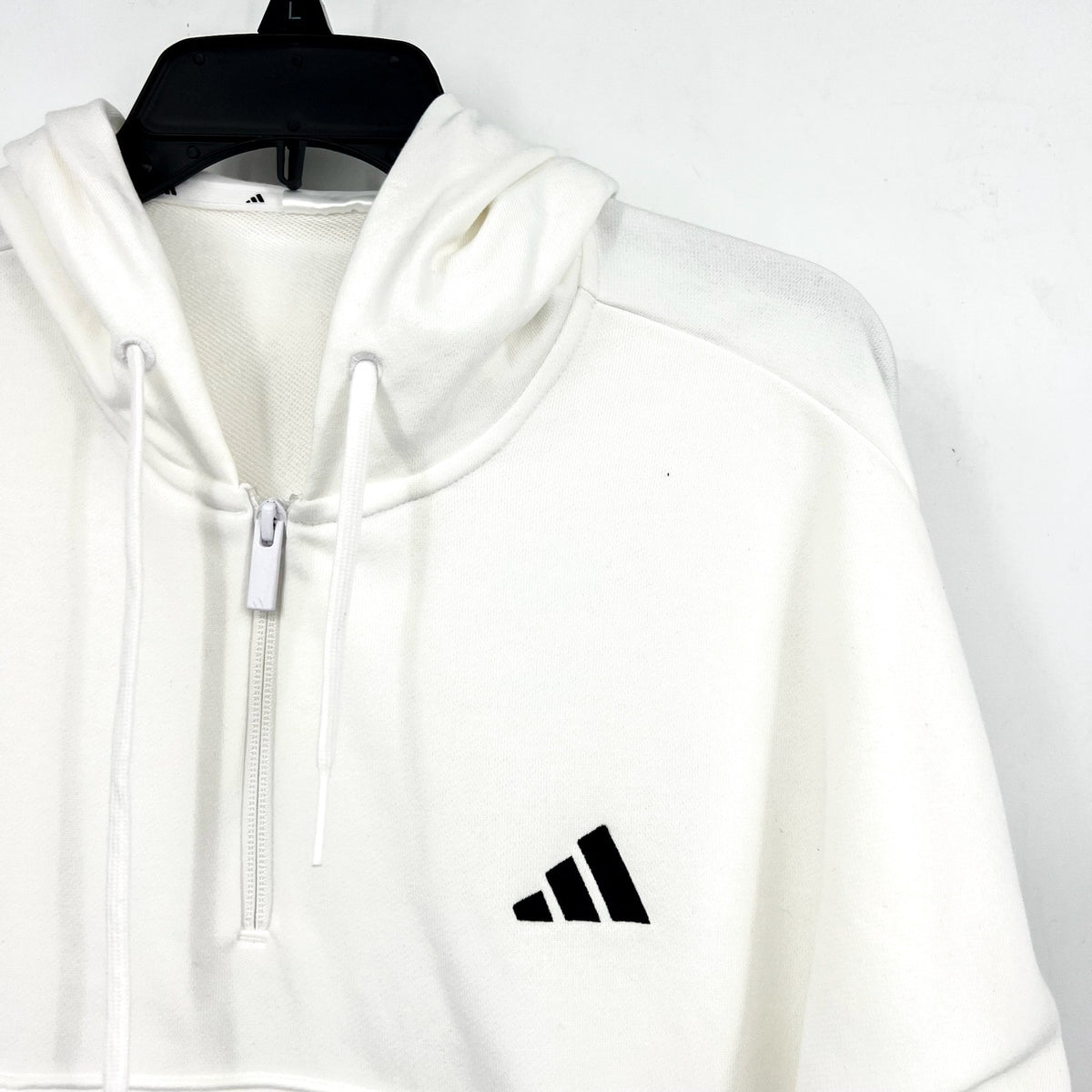 ADIDAS Essentials 3-Stripes French Terry Quarter-Zip Hoodie Medium White NWT
