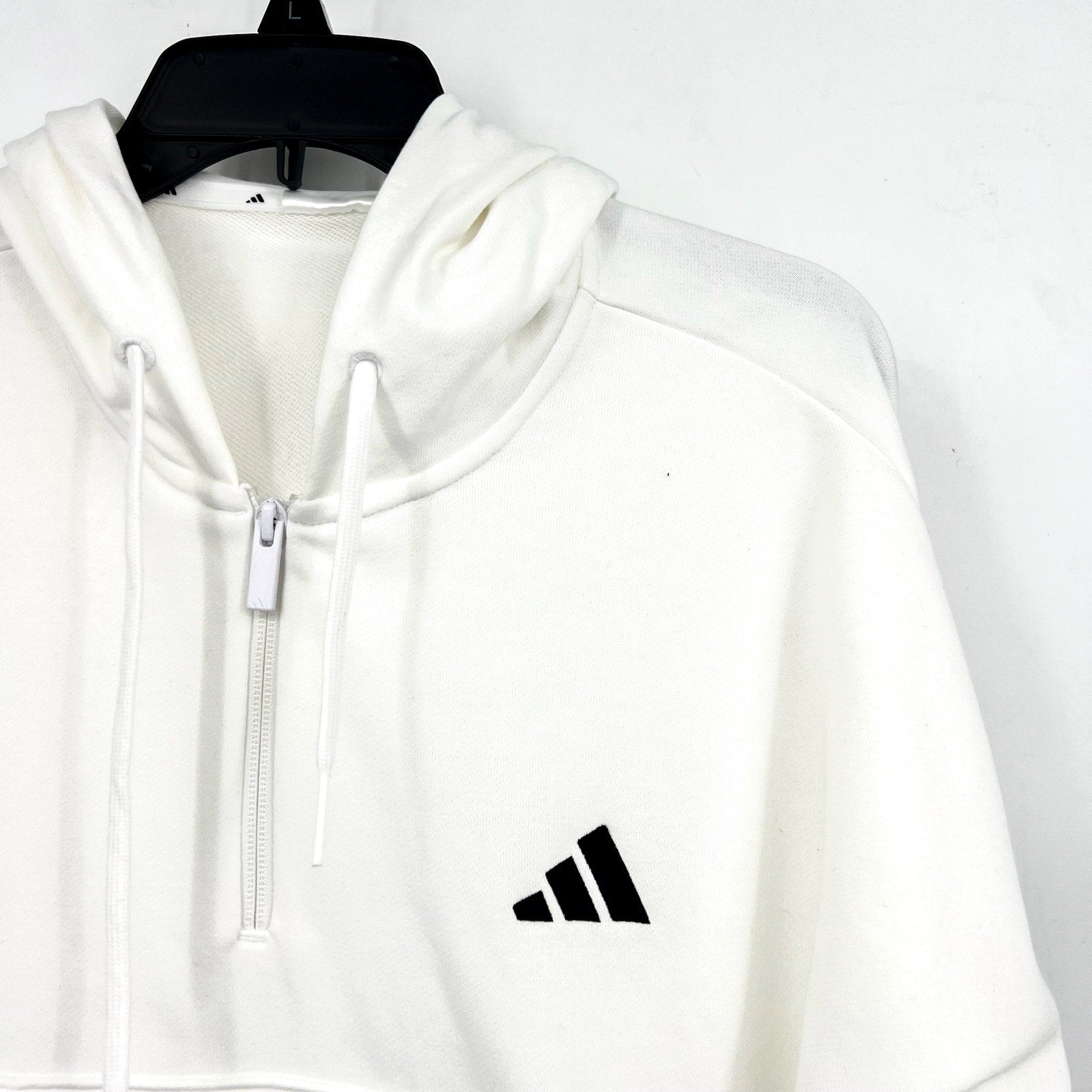 ADIDAS Essentials 3-Stripes French Terry Quarter-Zip Hoodie Medium White NWT
