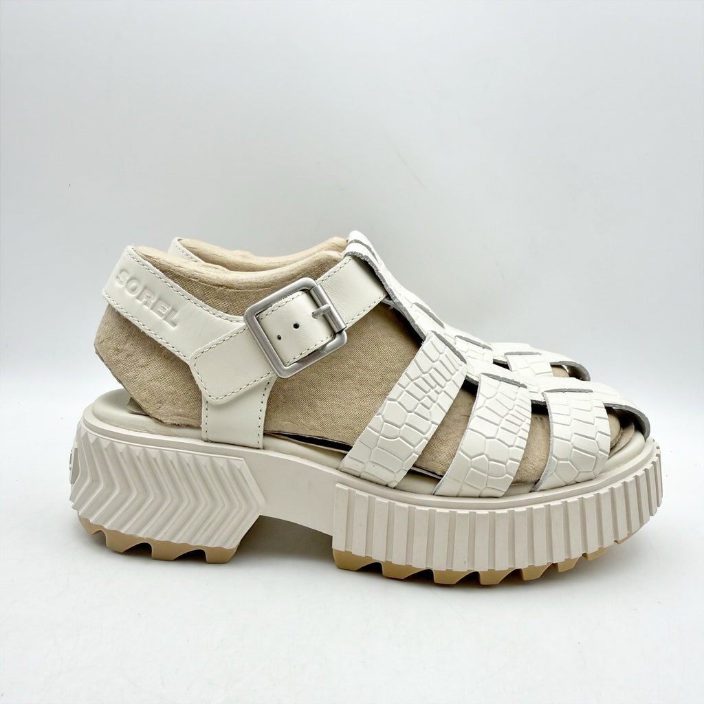 Sorel Womens Ona Streetworks Fisherman Sandals US 6 White Croc Leather NWOB