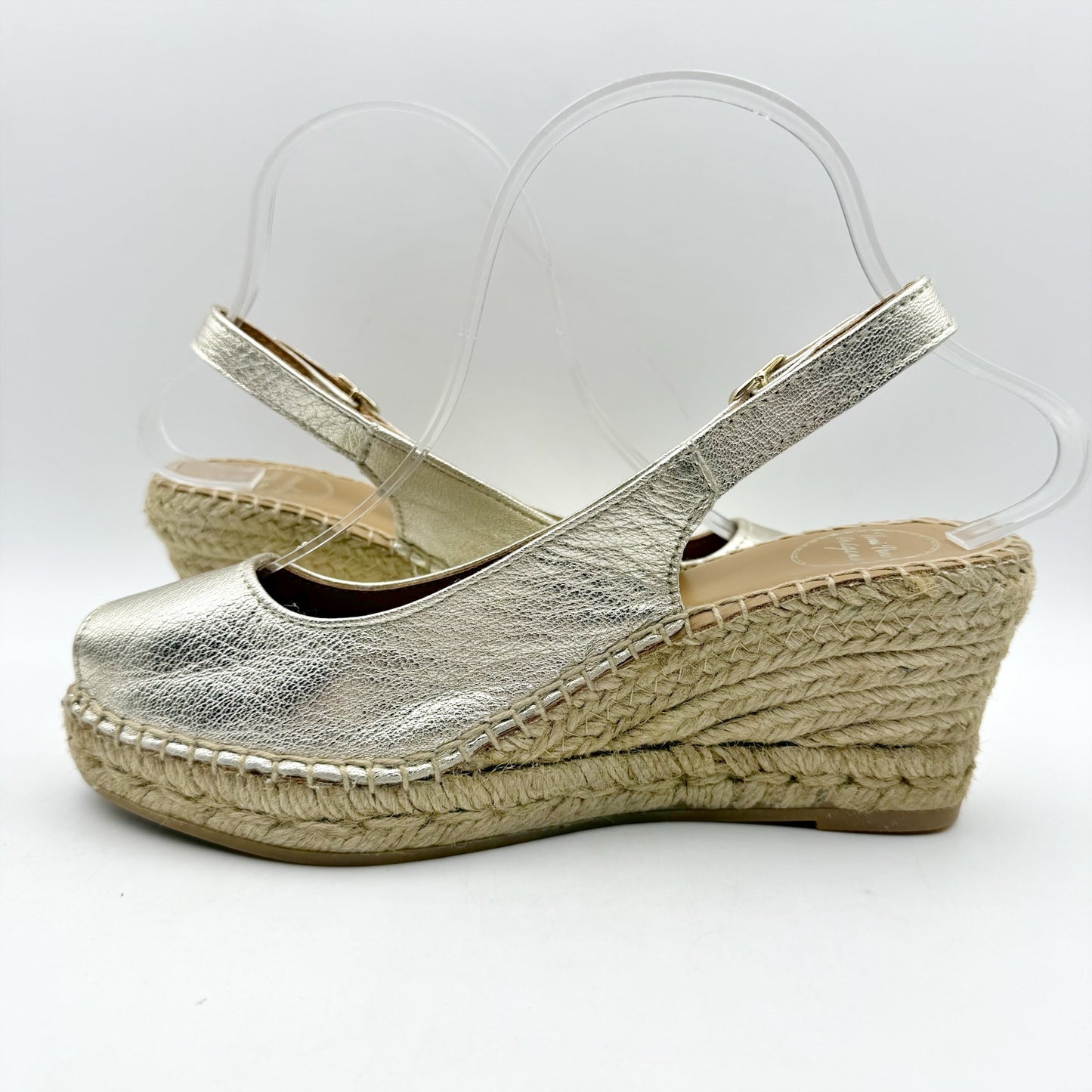 Toni Pons Womens Croacia Espadrille Sandals EU 38 US 7.5 Gold Leather Wedge NIB