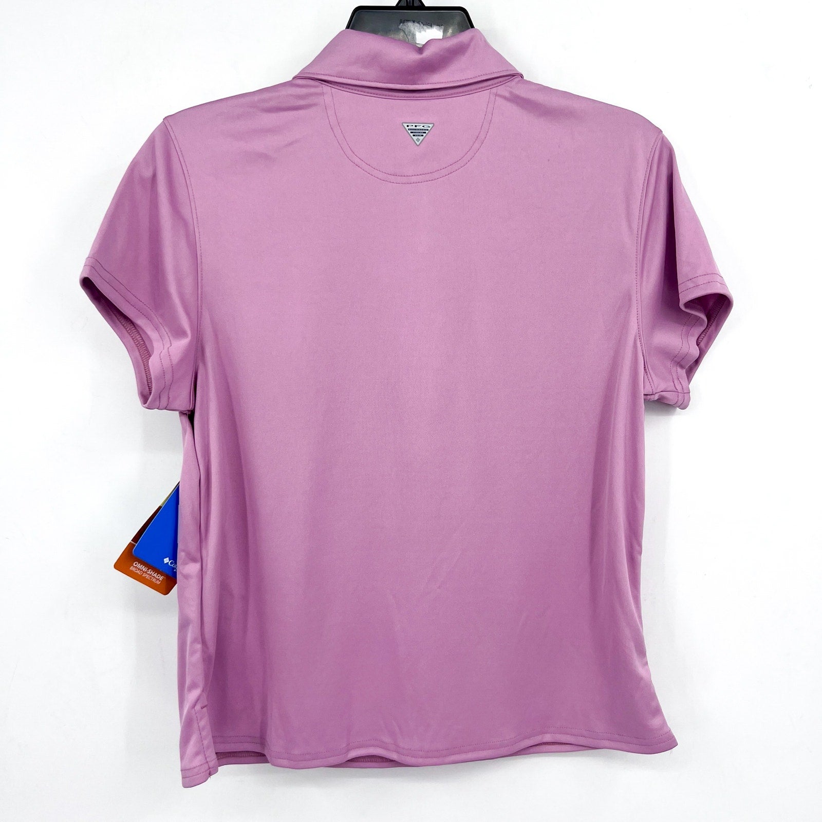 COLUMBIA Women's Tidal Tee Polo Shirt Large Pink Minuet Short Sleeve UPF NWT
