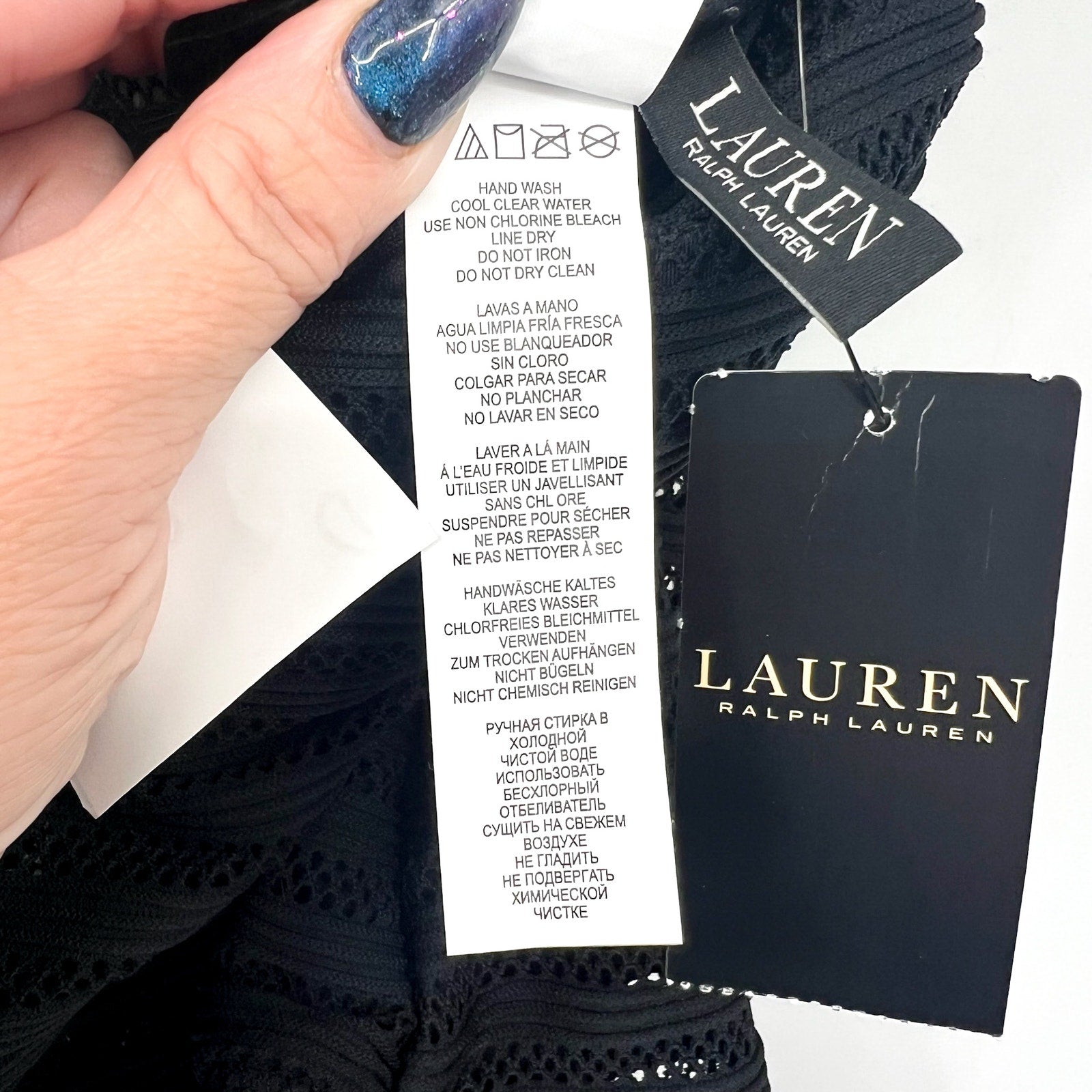 LAUREN RALPH LAUREN Ottoman One-Piece Swimsuit Size 6 Black Mesh Stripe NWT