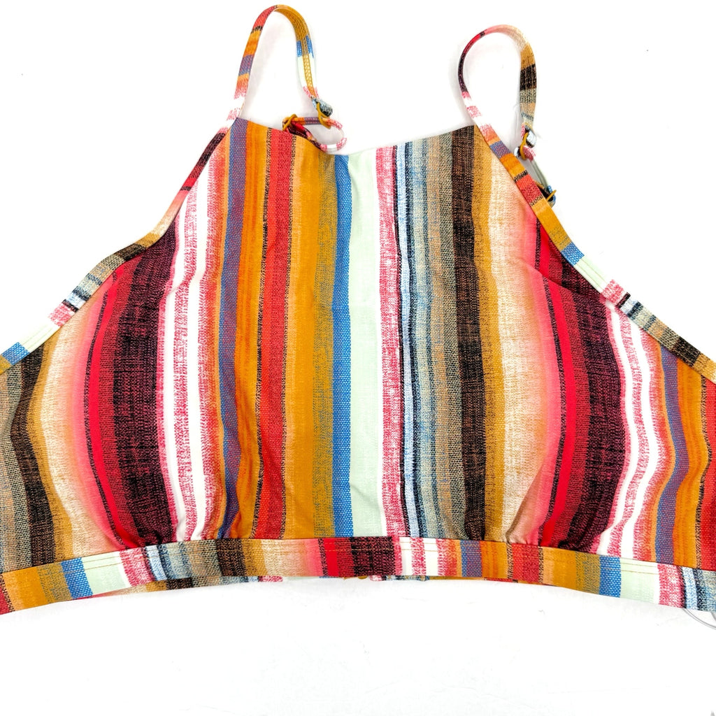 PRANA Women's Taranto Bikini Top XL Gold Baja Stripe Halter Swim NWT