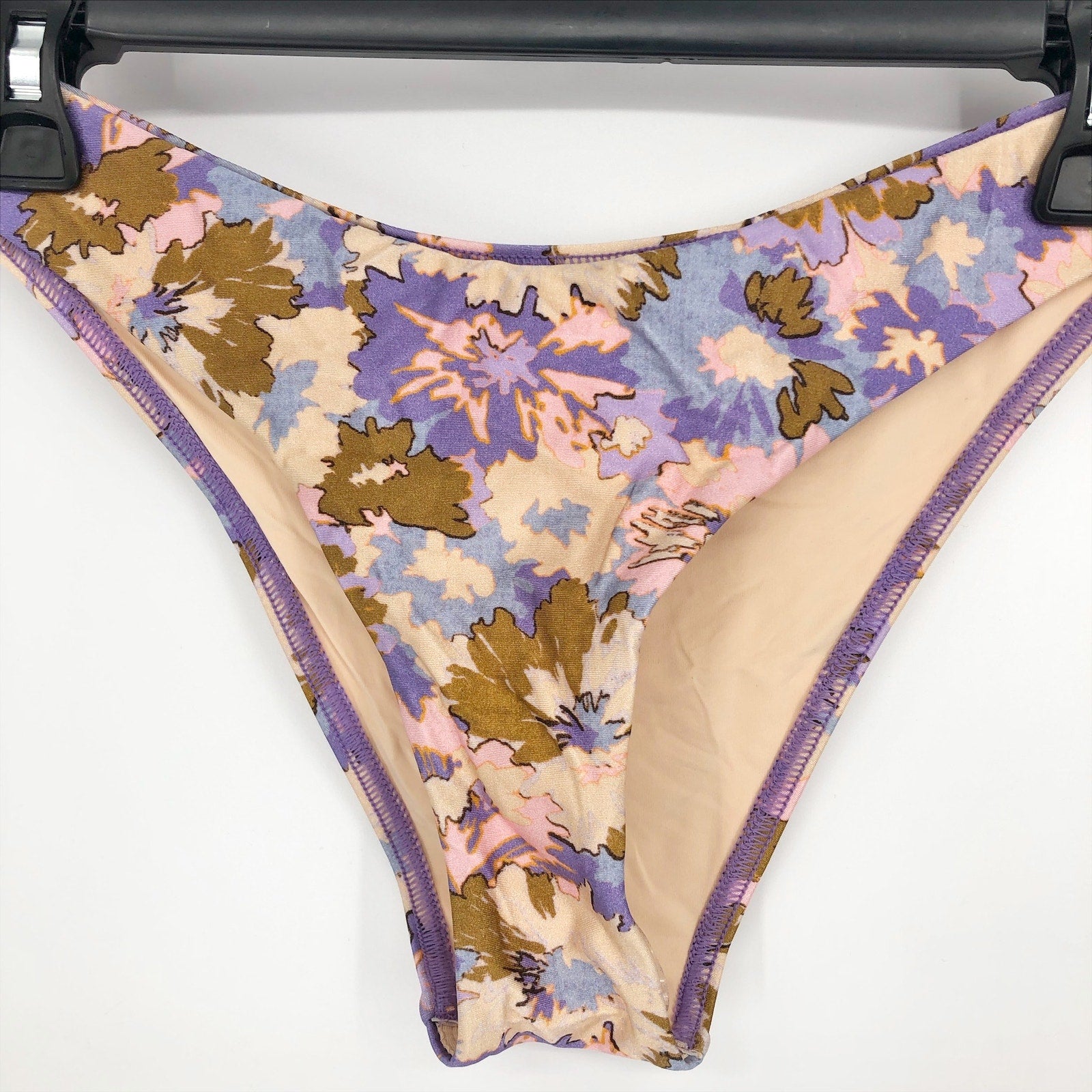 Zimmermann Violet Scoop Bikini Bottoms 3 Large Purple Multi Floral Swimwear NWOT