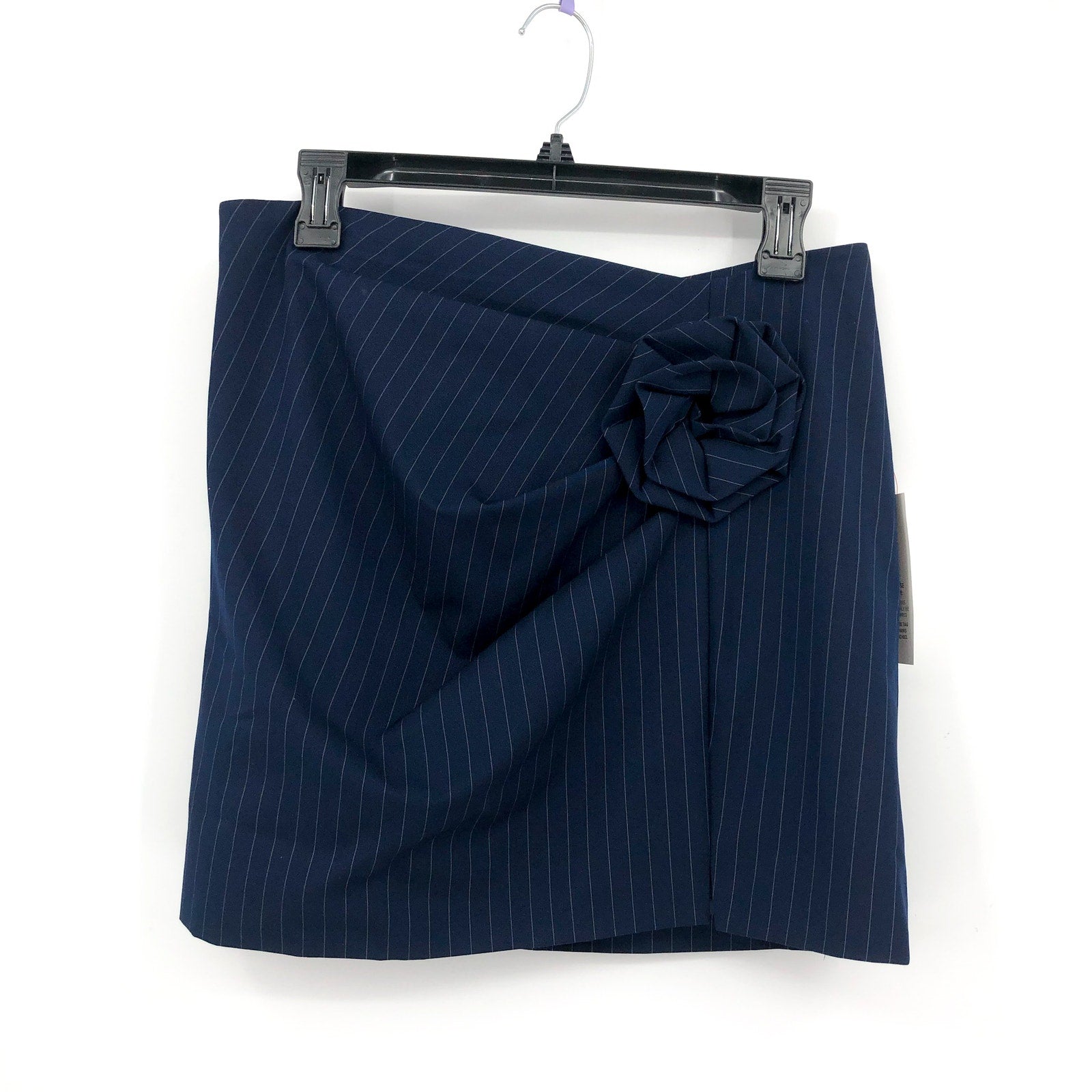 BARDOT Women's Layton Pin Stripe Mini Skirt Navy Blue Large US 8
