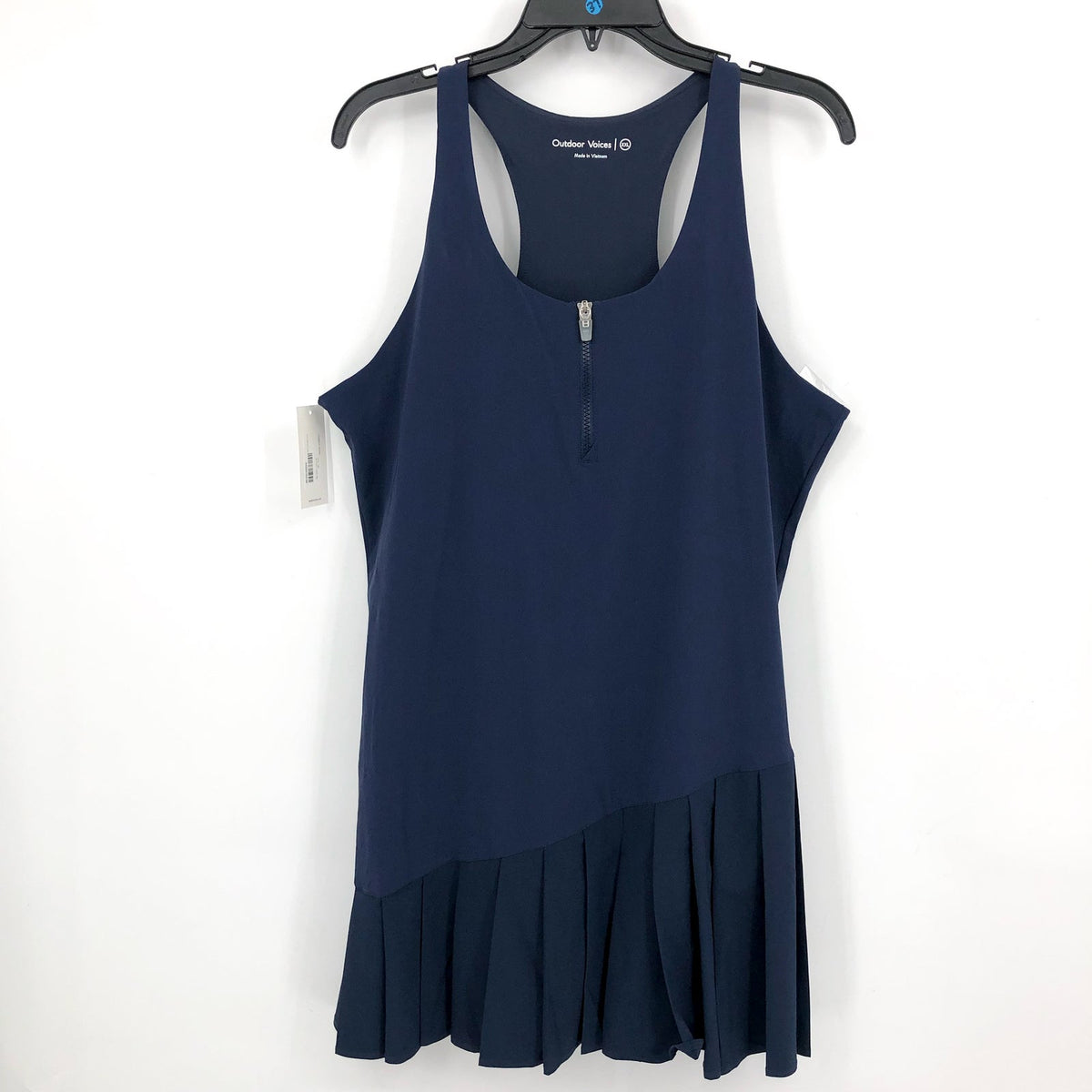 OUTDOOR VOICES Ace Tennis Dress XL Navy Blue Pleat Athletic Racerback Tank NWT