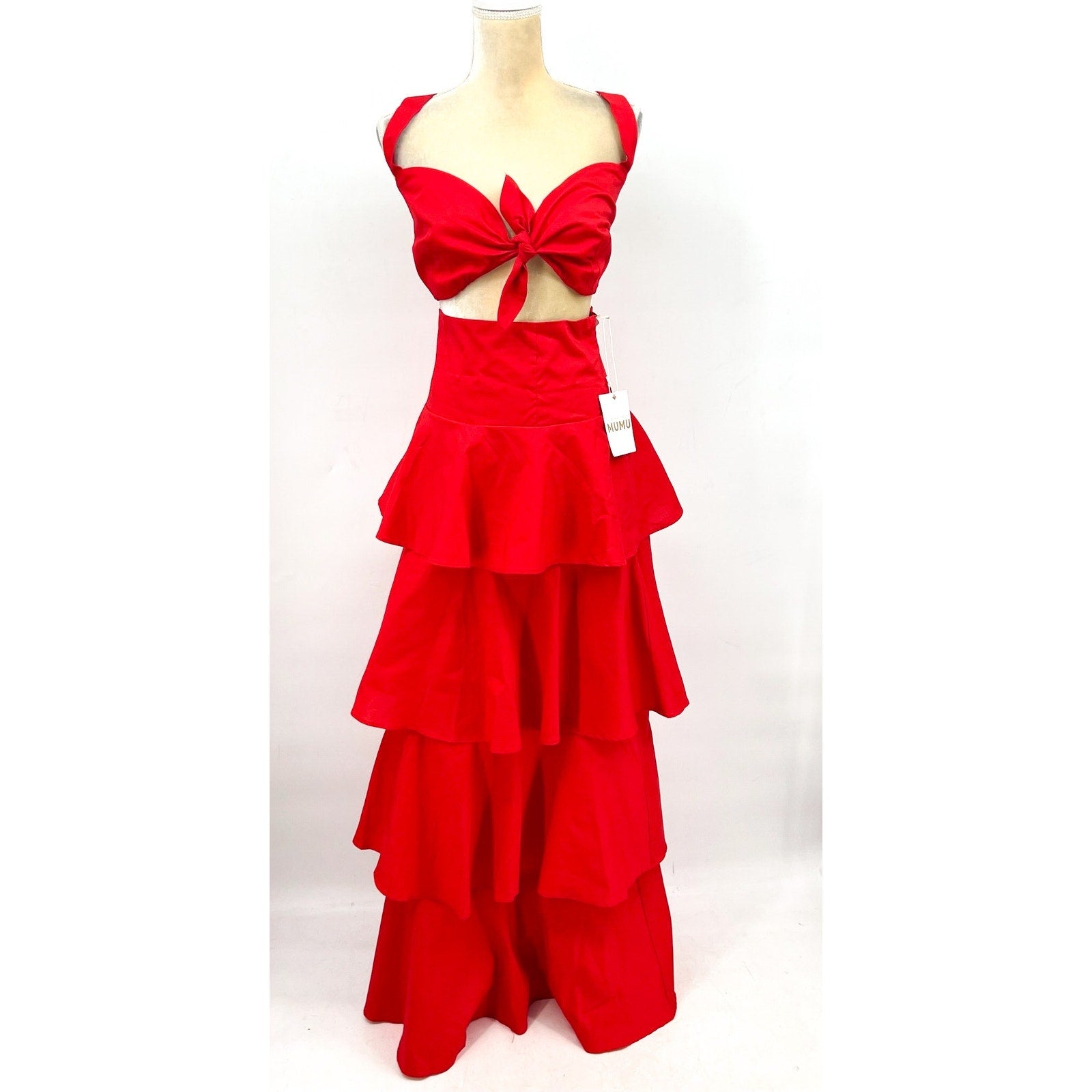 SHOW ME YOUR MUMU Kaden Crop Top & Katrina Swing Skirt Set Large Red NWT