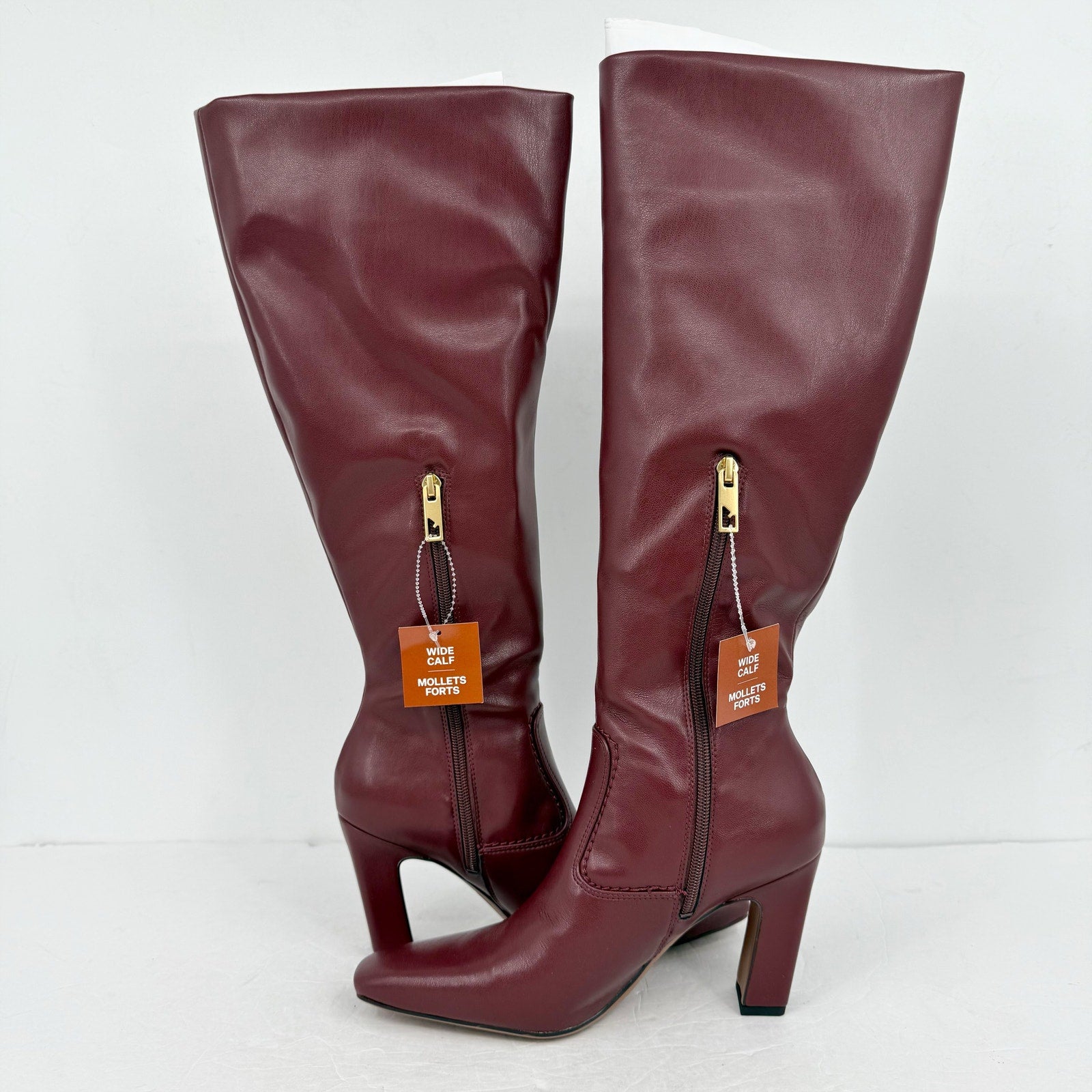 Franco Sarto Womens Bowman Knee High Boots US 7.5 M Wide Calf Red NIB