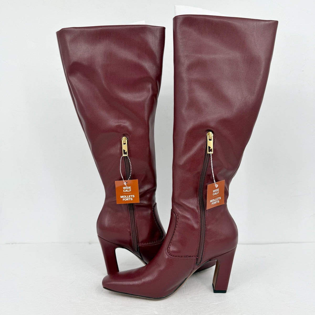Franco Sarto Womens Bowman Knee High Boots Size 7.5 M Wide Calf Red Burgundy NIB