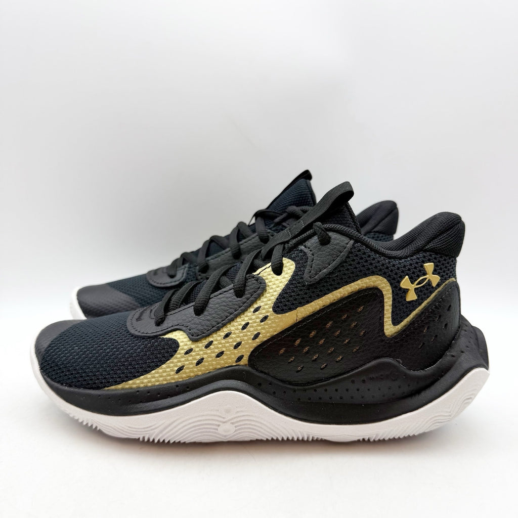 Under Armour Boys GS Jet '23 Basketball Athletic Shoes 4 Youth Black Gold NWOB