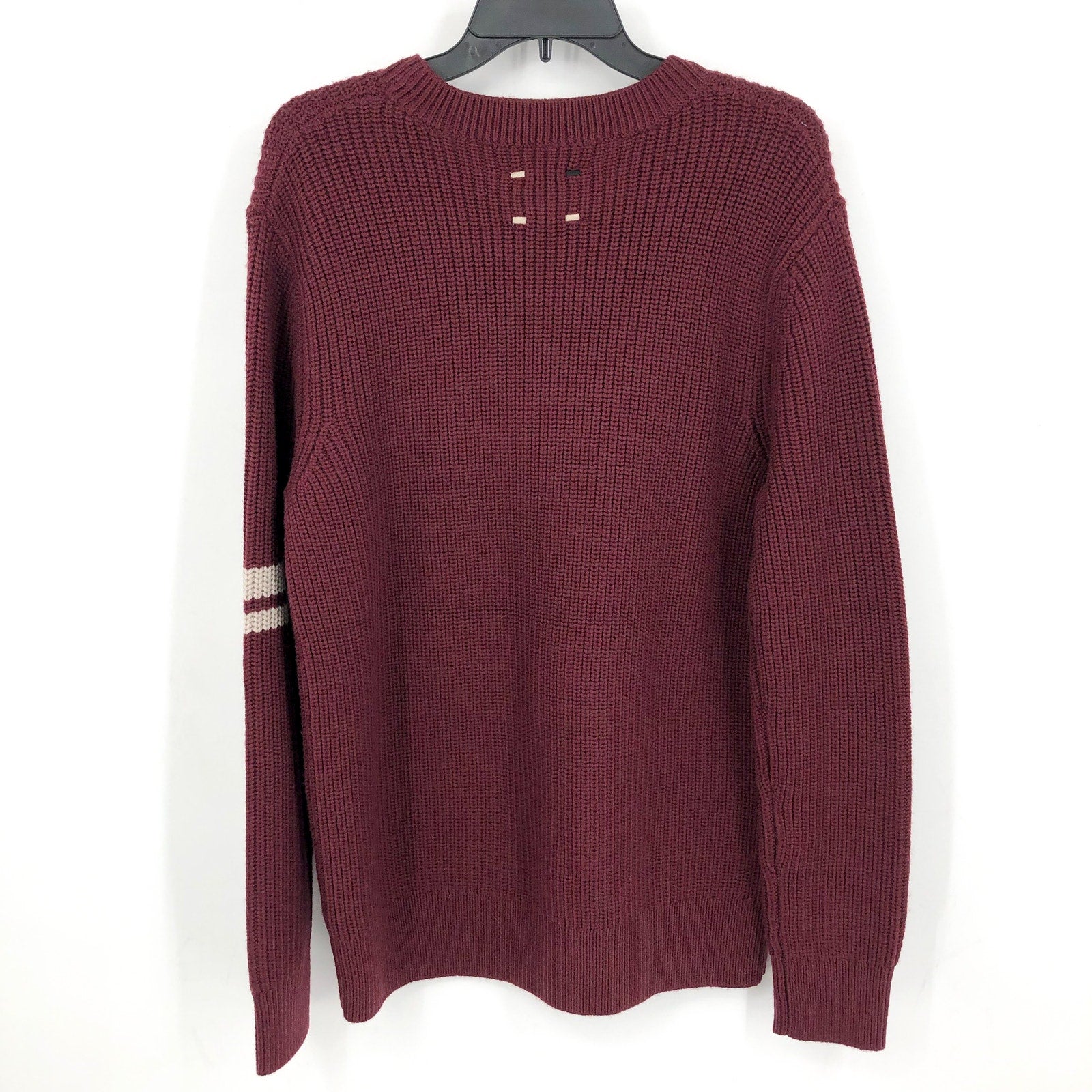 LABEL Men's Go-To Sweater XXL Burgundy Red Putty Knit Crewneck MERINO WOOL NWT