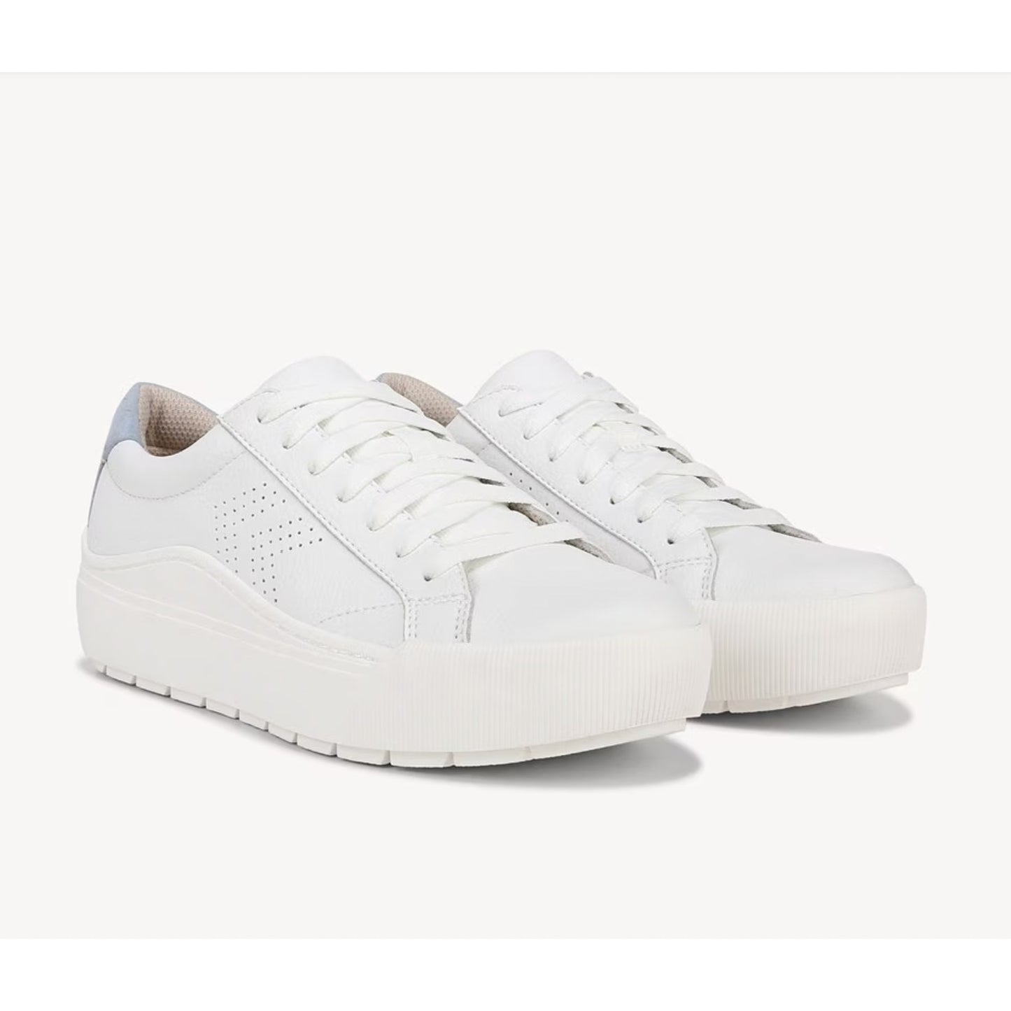 Dr. Scholls Womens Take it Easy Platform Sneaker Size 10 White Blue Leather NIB