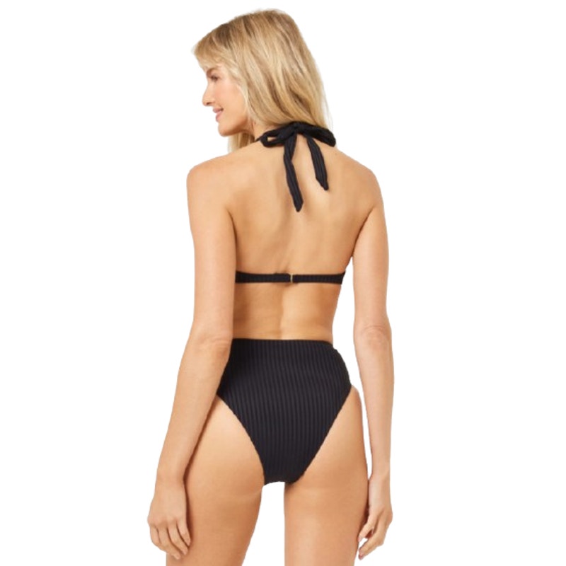 L*SPACE Women's Savannah Classic High Waist Bikini Bottoms Small Black NWOT