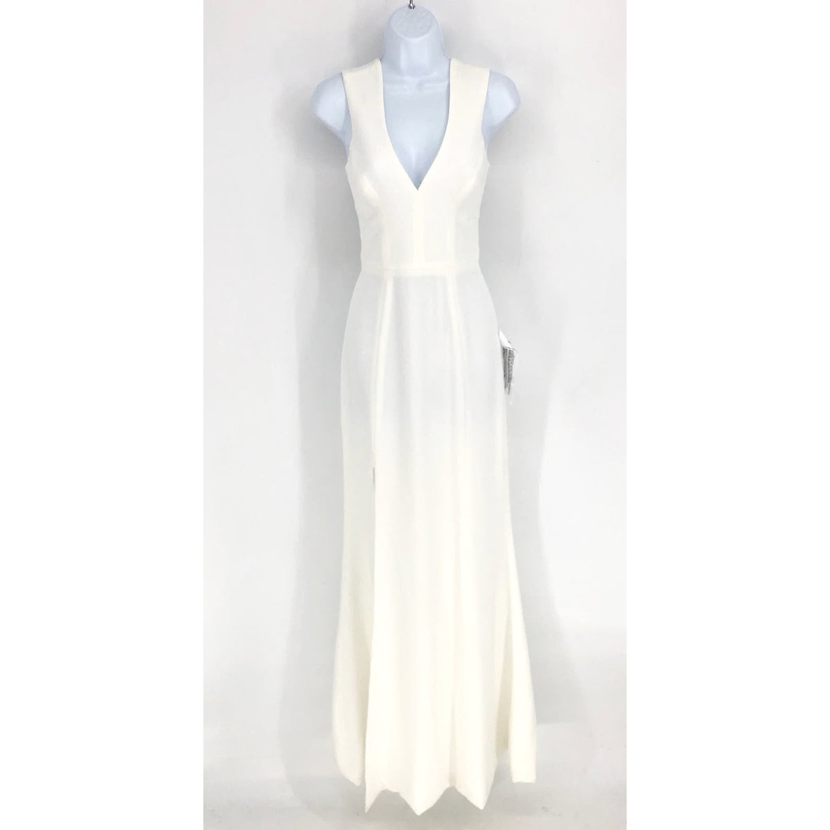 DRESS THE POPULATION Sandra Trumpet Gown Dress Small White Stretch Crepe NWT