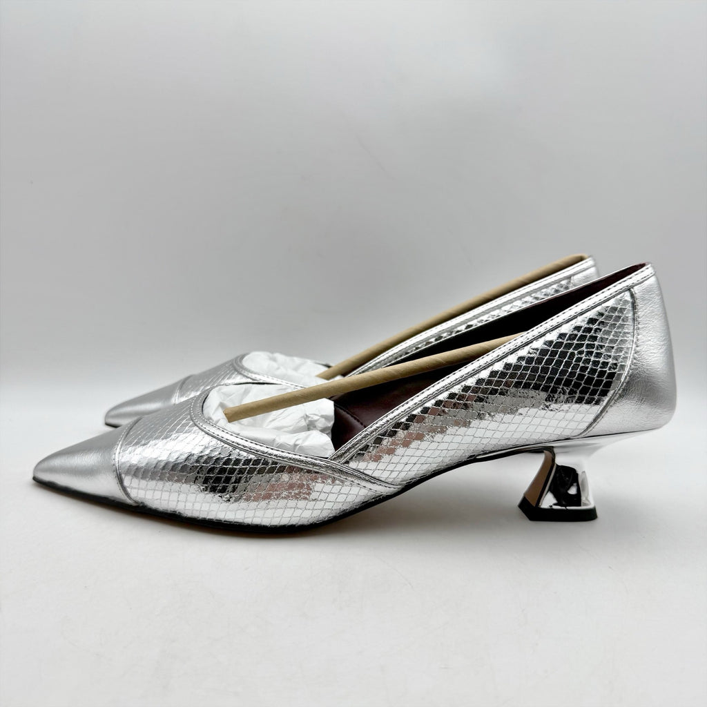 Franco Sarto Womens Darcy Pumps US 8.5 Wide EU 39 Silver NIB