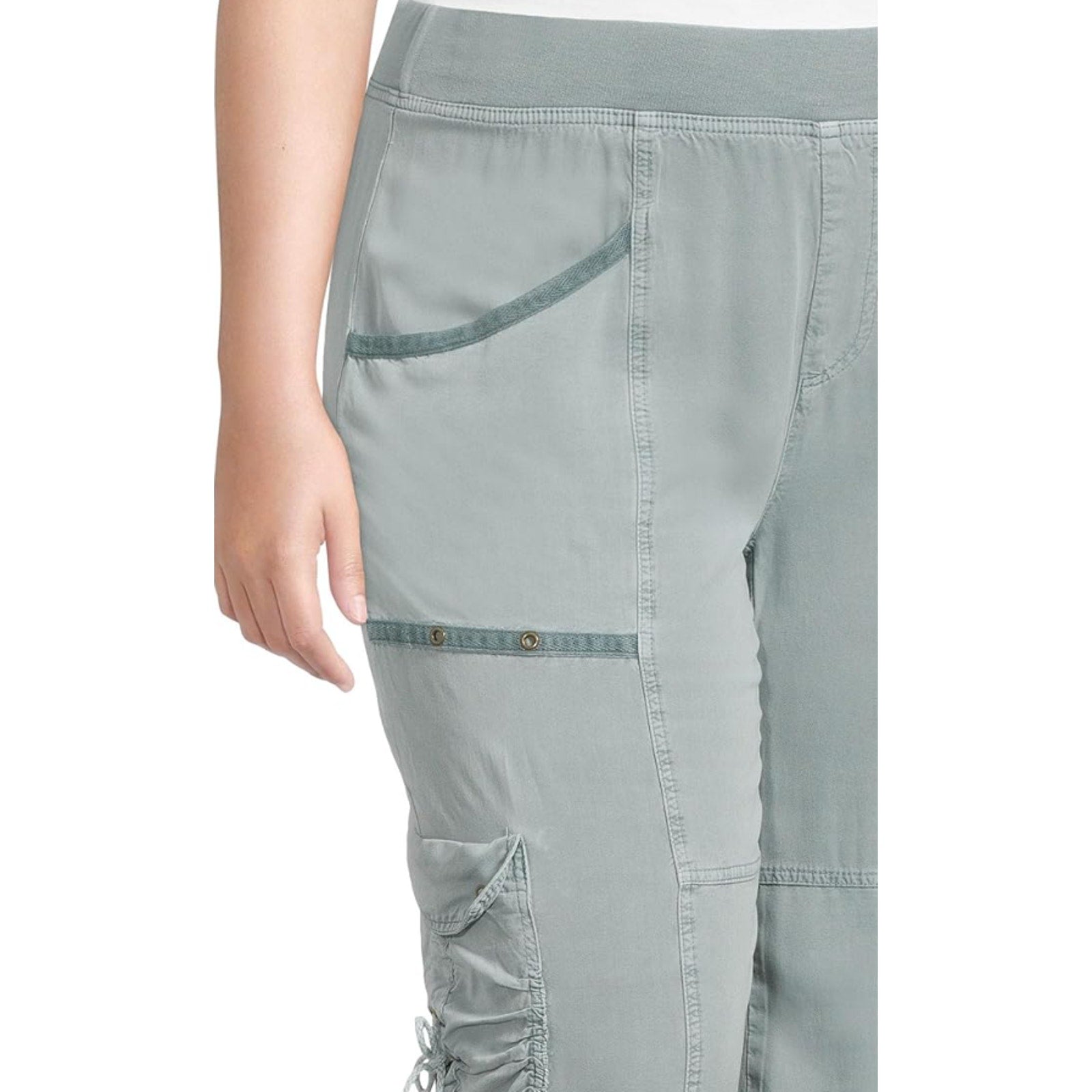 XCVI Women's Yana Gaucho Crop Pants Small Green Thunderclap Twill Pull-On NWT