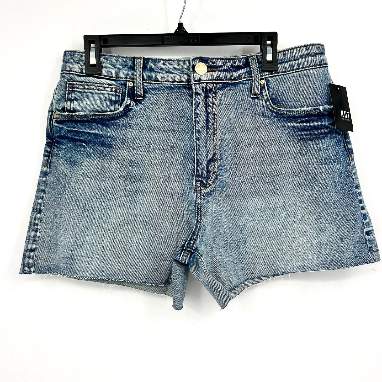 KUT FROM THE KLOTH Taylor Denim Shorts Size 8 Freedom Blue High Waist CutOff NWT