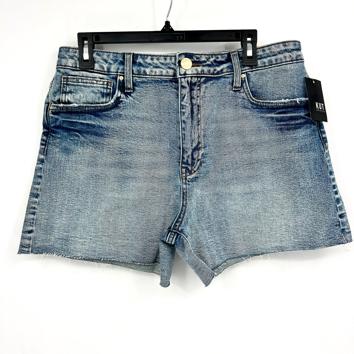 KUT FROM THE KLOTH Taylor Denim Shorts Size 8 Freedom Blue High Waist CutOff NWT