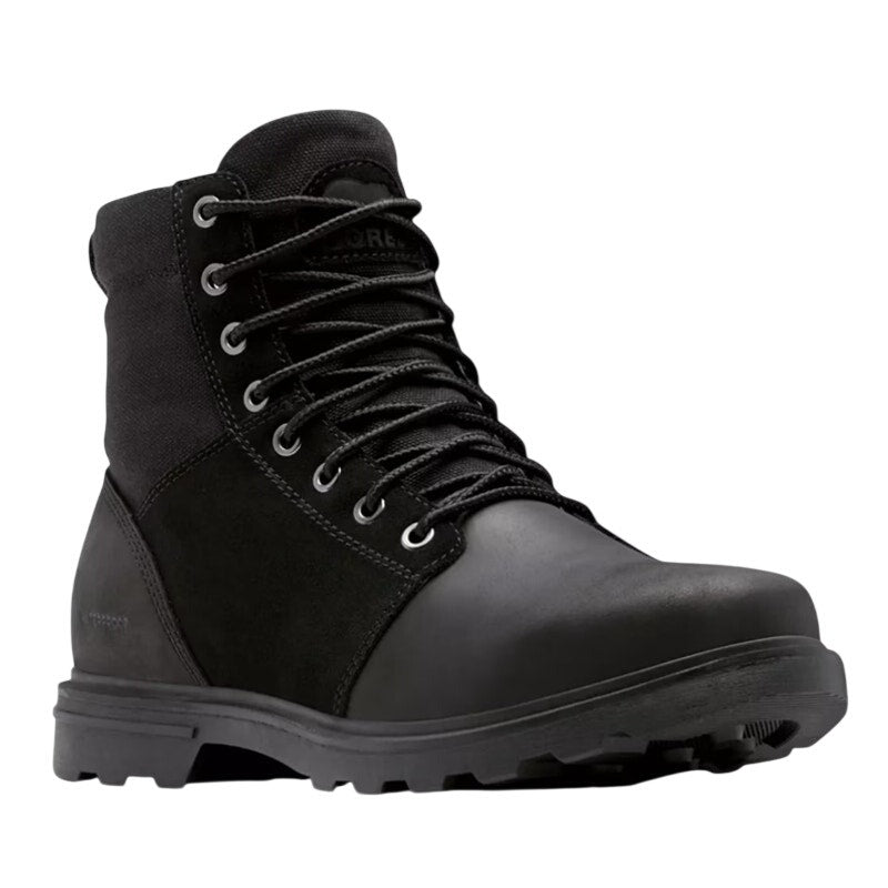 SOREL Mens Carson Six Ankle Boot US 8 EU 41 Black Leather Waterproof NIB