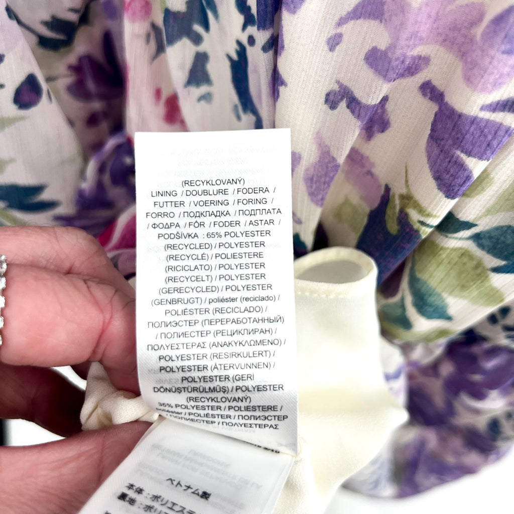Lauren Ralph Lauren Surplice Dress Size 12 Pink Floral Crinkle Georgette NWT