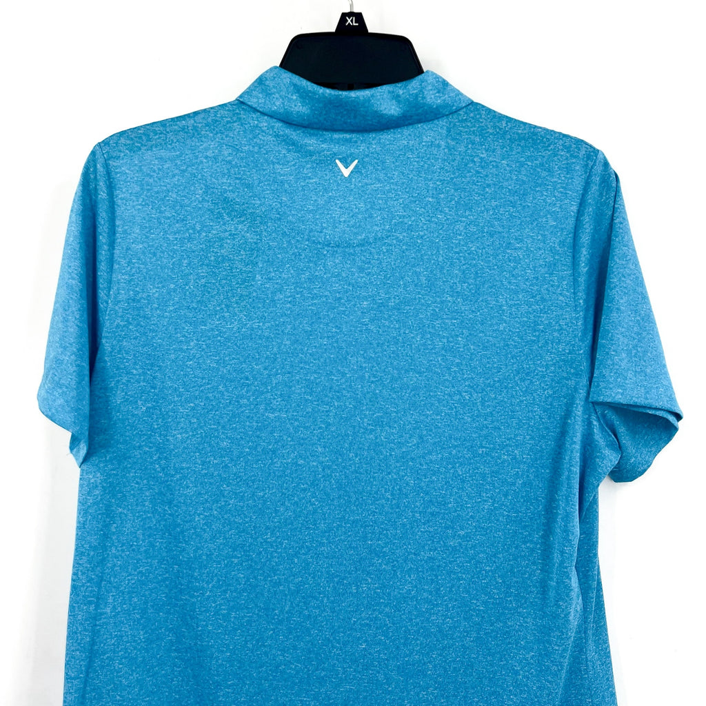 CALLAWAY Womens Golf Polo Shirt Large Blue Heather Quarter Zip Short Sleeve NWT