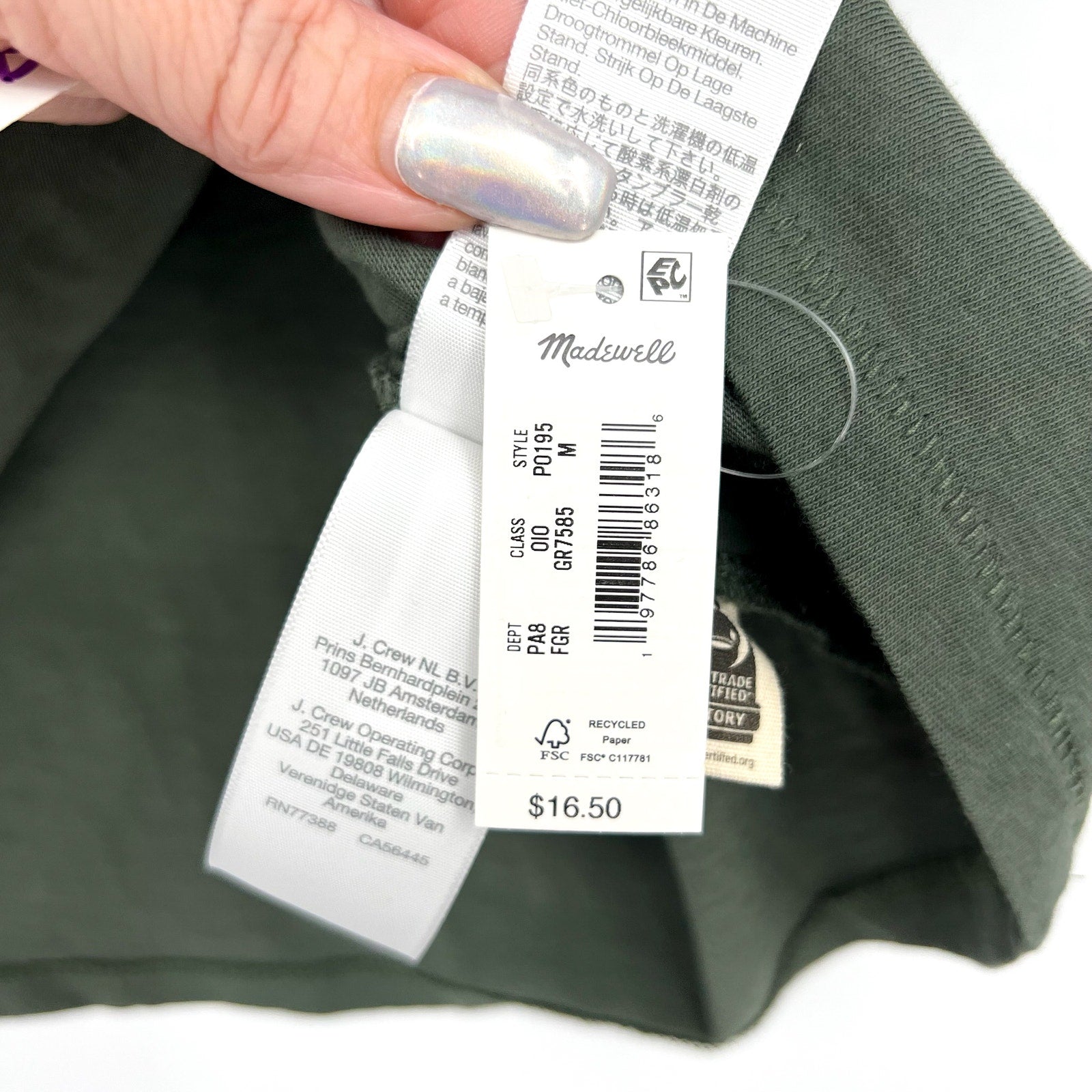 MADEWELL Women's Northside Vintage Muscle Tank Top Medium Foraged Green NWT