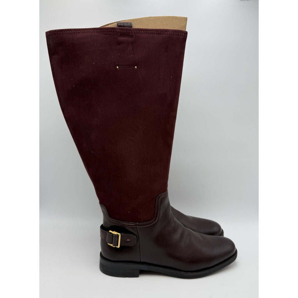 Franco Sarto Womens Merina Knee High Boots US 10 M WIDE CALF Burgundy Brown NWOB