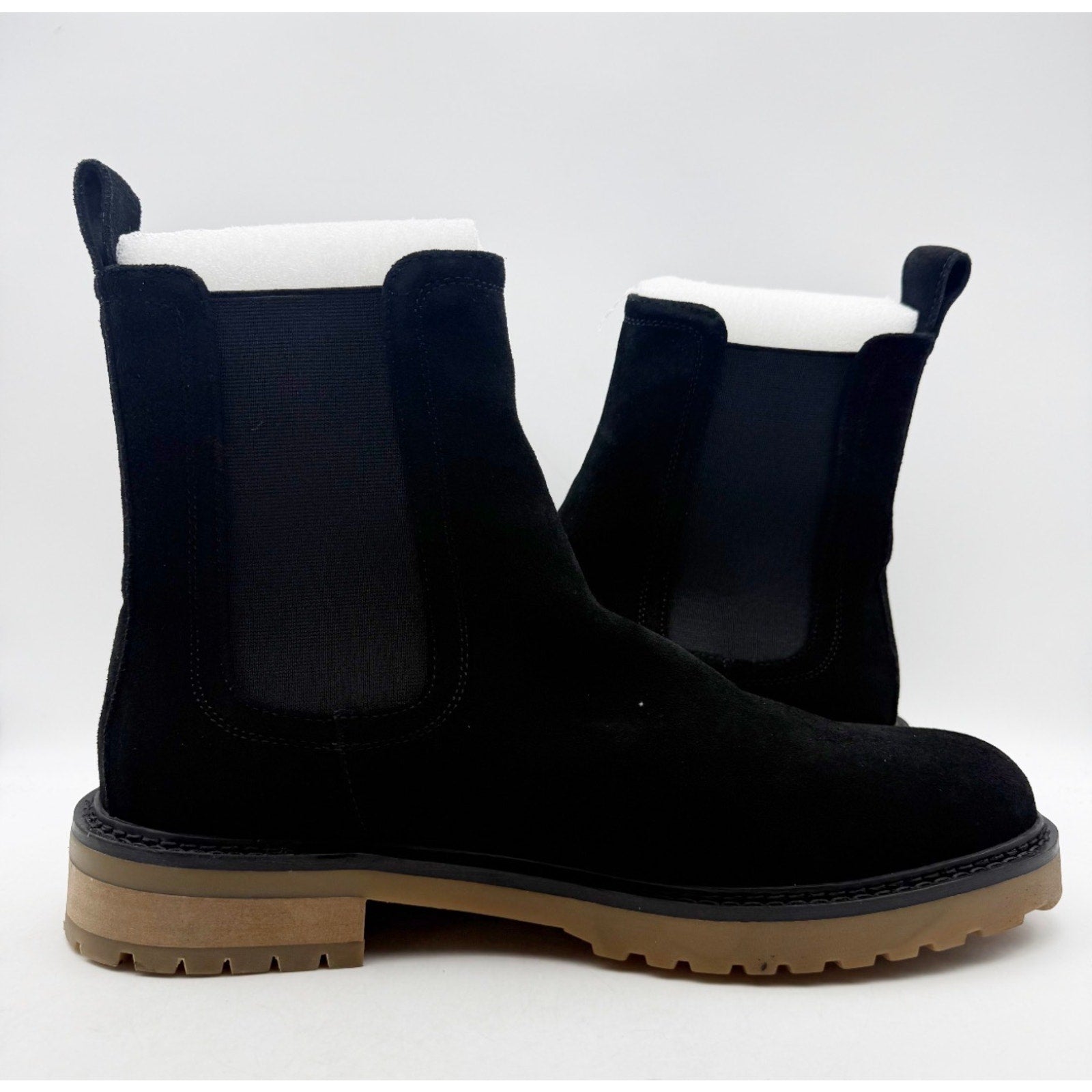 Saint Morta Mens Chunky Chelsea Boots Size 10 EU 44 Black Suede Gum NIB