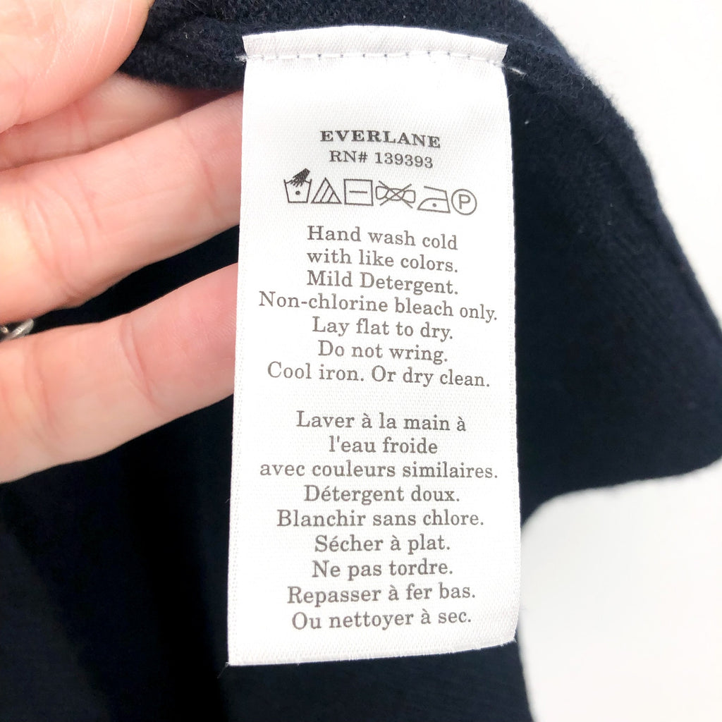 Everlane Mens Grade-A Cashmere Crew Sweater Large Dark Navy Blue NWT