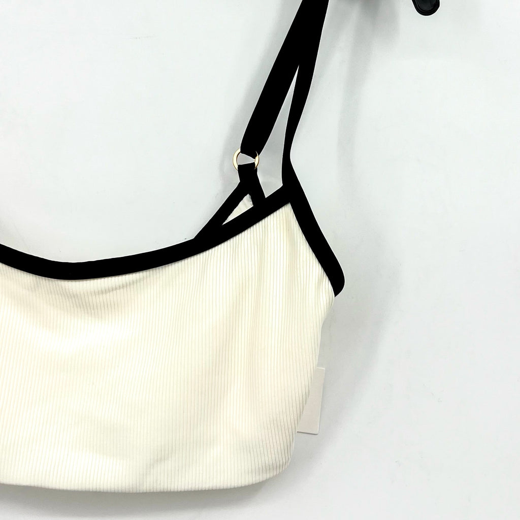 L*SPACE Women's Adalyn Bikini Top Small Cream Black Colorblock Bralette NWT