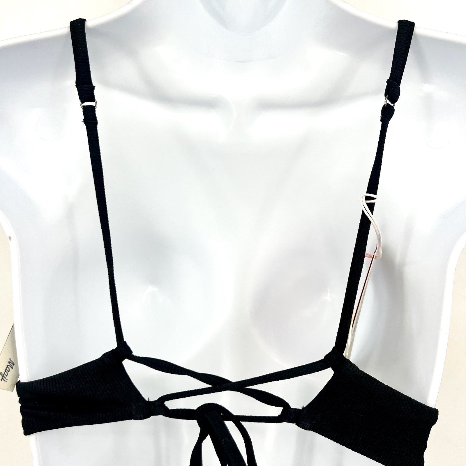 MAAJI Women's Jade Parade Long Line Triangle Bikini Top XL Black NWT