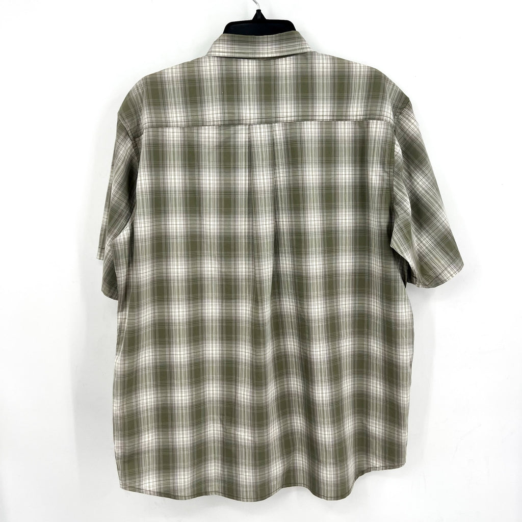 DICKIES Mens Flex Short Sleeve Woven Shirt Medium Green Plaid Relaxed Fit NWT