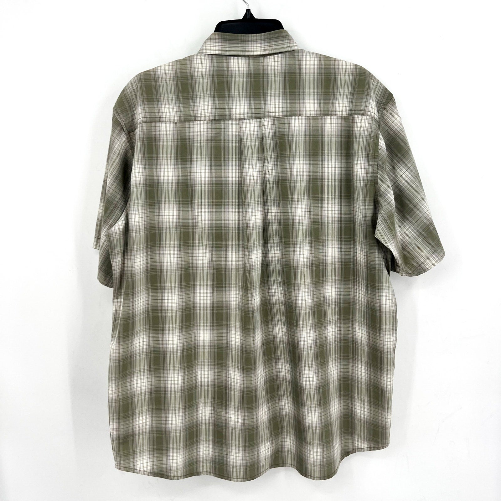 DICKIES Mens Flex Short Sleeve Woven Shirt Medium Green Plaid Relaxed Fit NWT