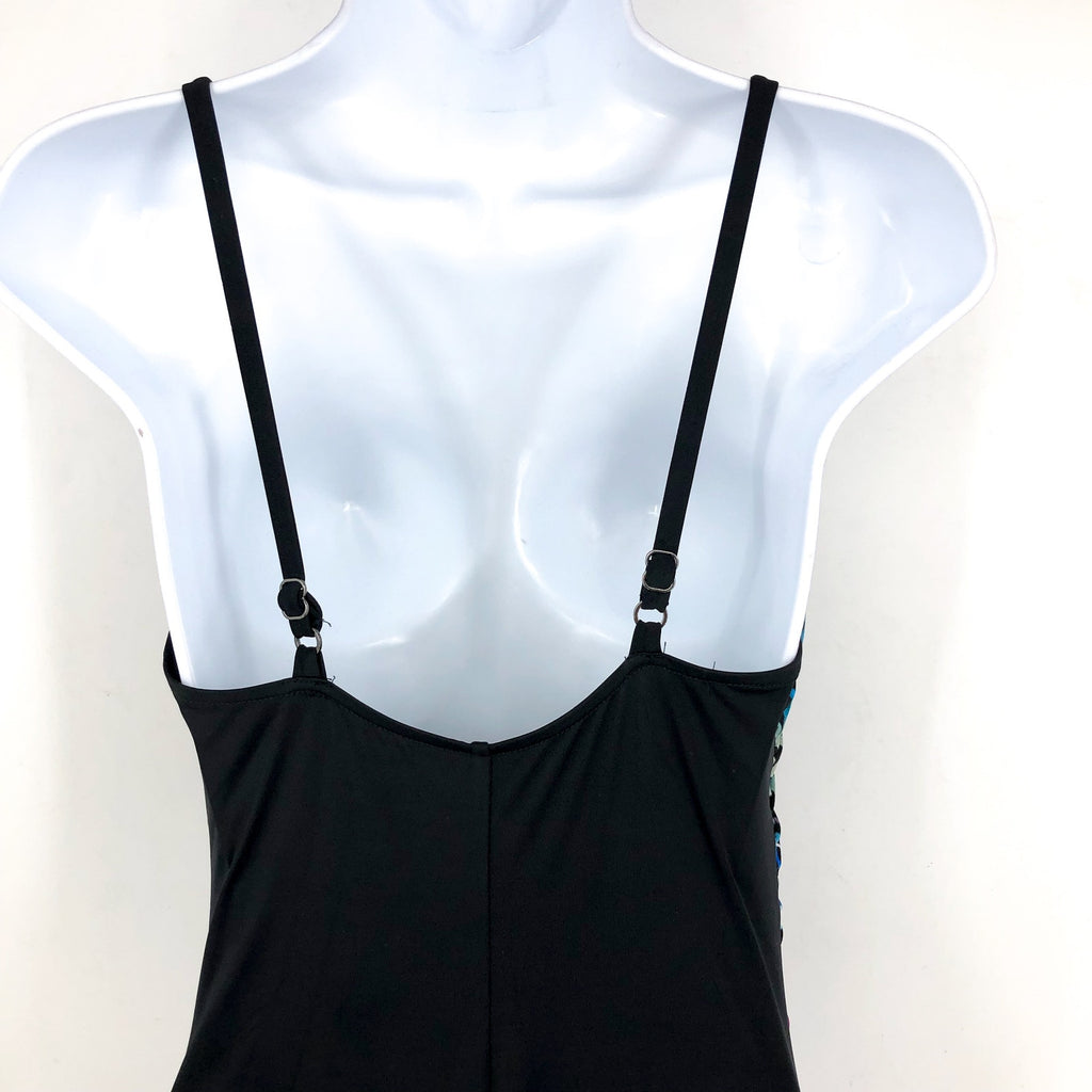 MAGICSUIT Lisa One Piece Swimsuit Size 8 Blue Black Social Butterfly NWT